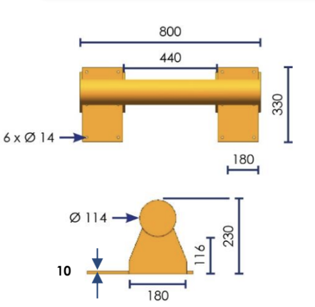 schéma butée de parking acier
